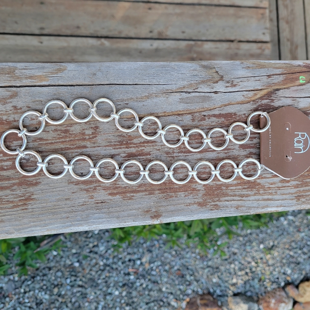 NWT Silver Tone Hoop Long Necklace By Rain Jewelry Accessories Modern Boho